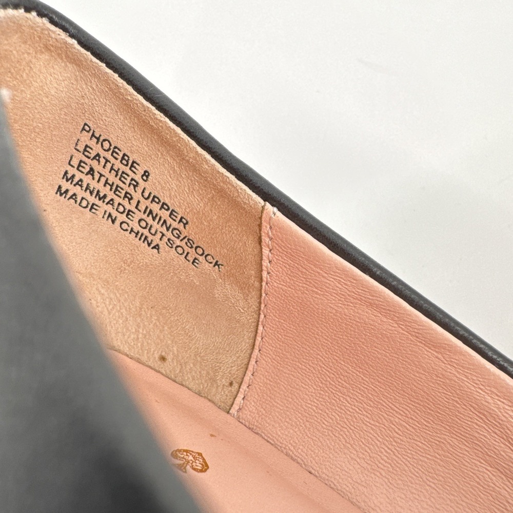 Kate Spade New York Phoebe Black Leather Gold Logo Ballet Flats 8 City Preppy - Picture 7 of 12